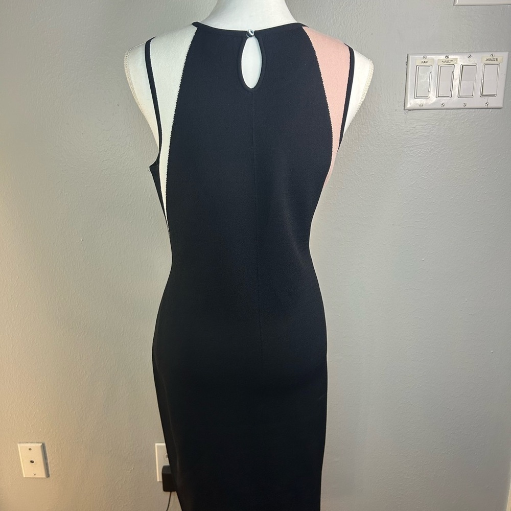 Etcetera Colorblock Knit Midi Dress in Cream, Pink, and Gray Size M - Picture 2 of 8